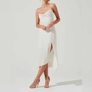 ASTR THE LABEL WHITE GAIA MIDI SLIP DRESS SZ XS NWT
